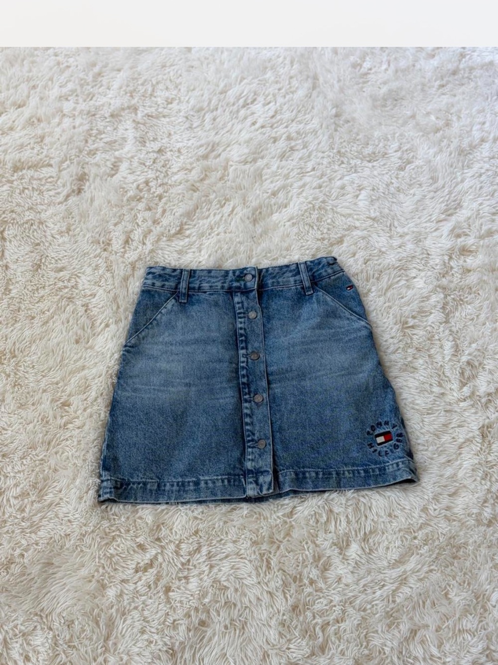 Tommy Hilfiger Button-Front Denim Mini Skirt - Light Blue